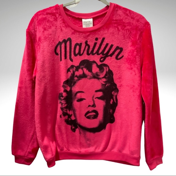 Marilyn Monroe Bubblegum Pink and Black Soft Fleece Pullover Top Size (7-9) - Picture 1 of 11